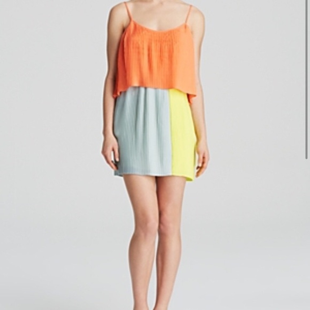 Parker two tiered color block pleated dress